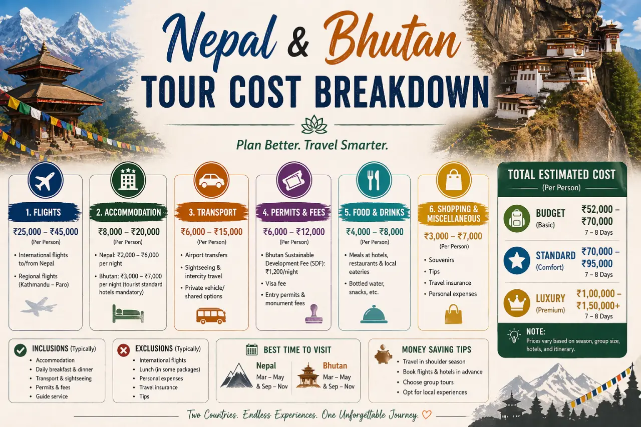 Nepal and Bhutan Tour Cost Breakdown: Budget to Luxury Travel Guide