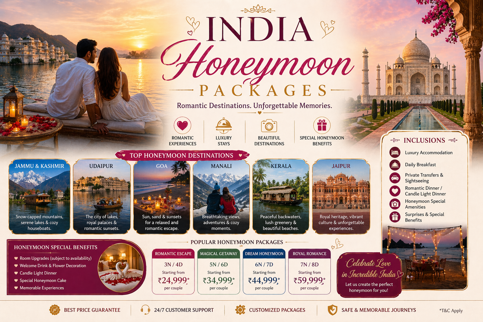 Top India Honeymoon Packages for a Romantic Getaway